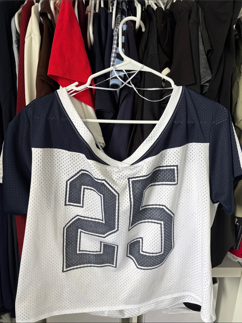 Hollister Womens Mesh Jersey Crop Top with '25' Graphic Size M